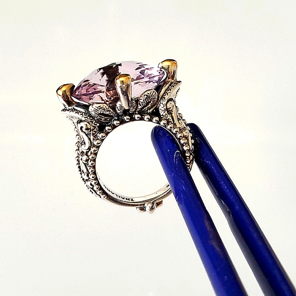 BARBARA BIXBY AMETHYST Hidden Enamel FLOWER Ring - Picture 1 of 10